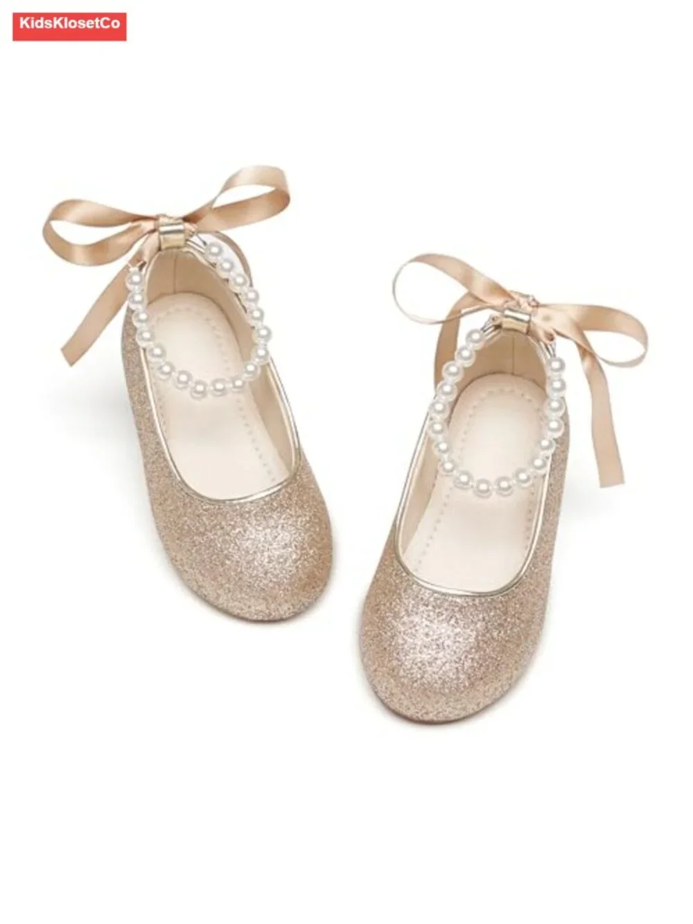 Toddler Girl Mary Jane Flats | Pearl Ankle Strap Wedding Flower Girl Shoes |